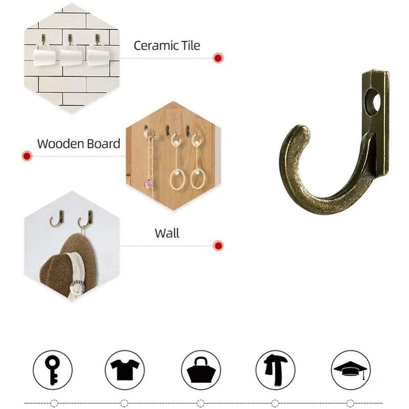 

58 Pieces Wall Mounted Hook, Small Coat Hooks, Black Single Hanger for Hanging Coffee Cups, Kitchen Towel