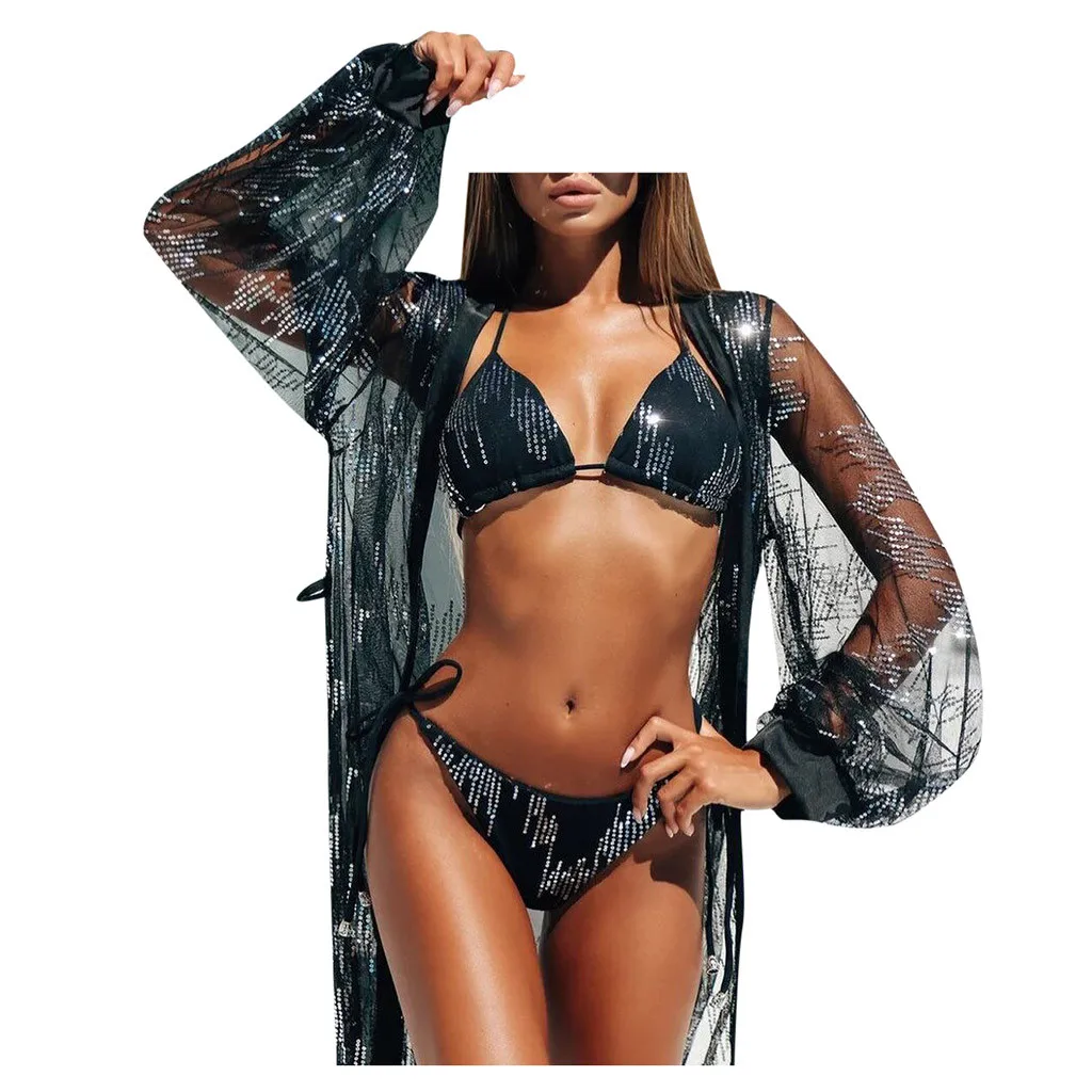 Женский раздельный купальник бикини с бусинами Раздельный из двух частей
