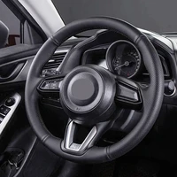 diy black comfortable and wearable faux leather car steering wheel cover for mazda 3 2014 2015 2016 2017 2018 2019
