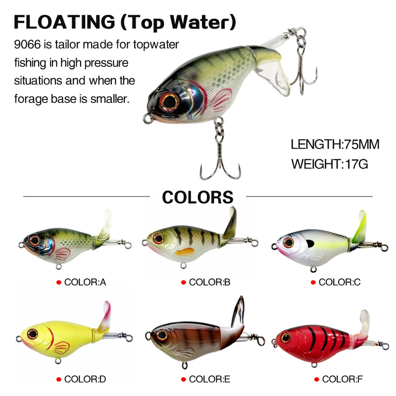 

1pcs 75mm 17g Crank Fishing Lure Wobbler Floating Artificial Plastic Hard Bait Trout Crankbait Bass Pike Sea Fishing Lures