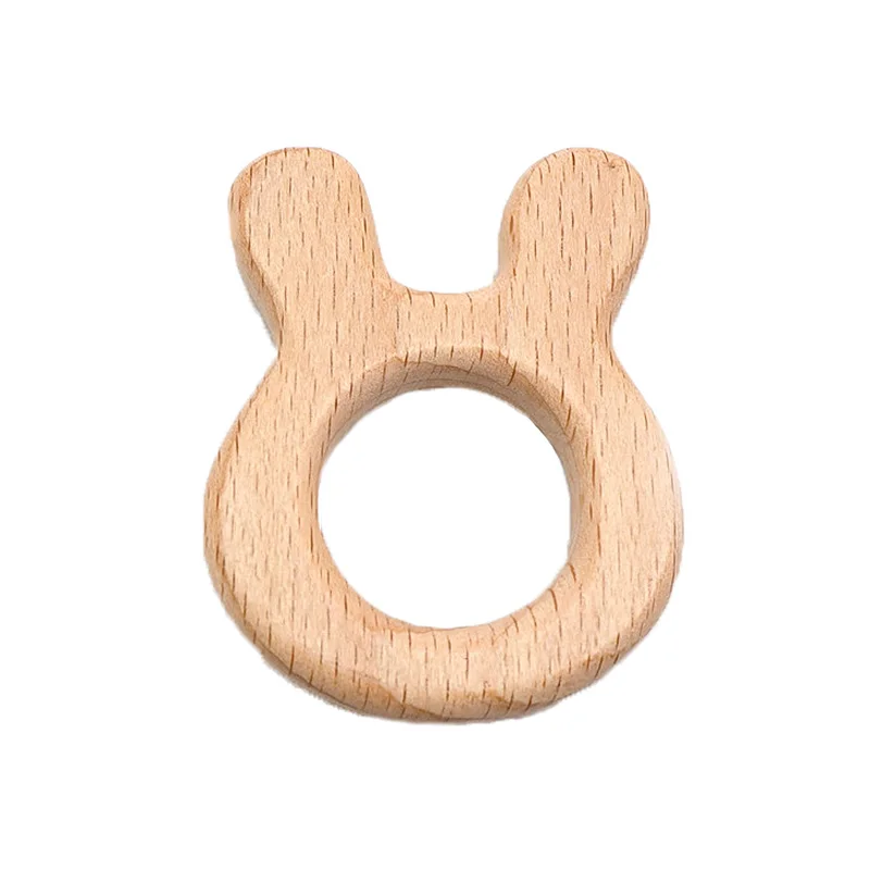 Chenkai-mordedor de caballo de madera de 10 piezas, juguete de dentici&oacute;n de beb&eacute; natural, sonajero, bricolaje, regalo de dentici&oacute;n de madera ecol&oacute;gico org&aacute;nico-4