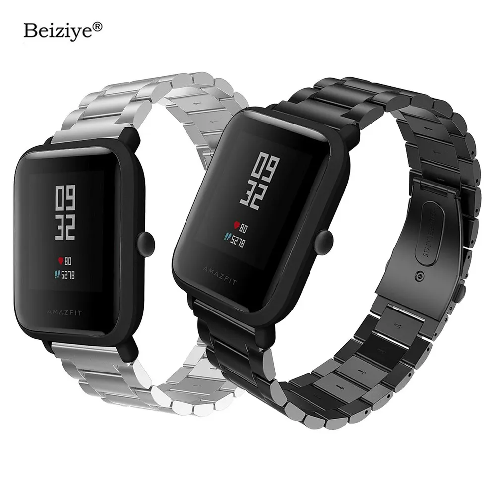 

20mm Width Bracelet Strap For Xiaomi Huami Amazfit Bip BIT Youth Metal Stainless Steel Belt Strap For Amazfit Bip Wrist Band