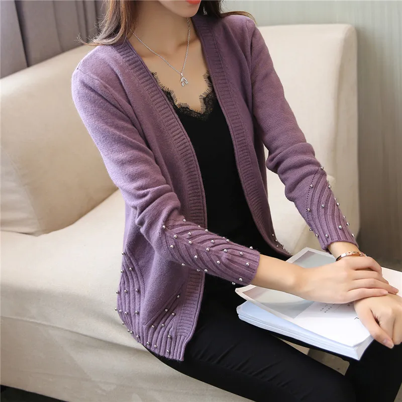 

2020 Limited Cotton Sweater Women Blusas De Inverno Feminina Sweater New Autumn Dresses Slim Knit Cardigan Beaded Female Coat