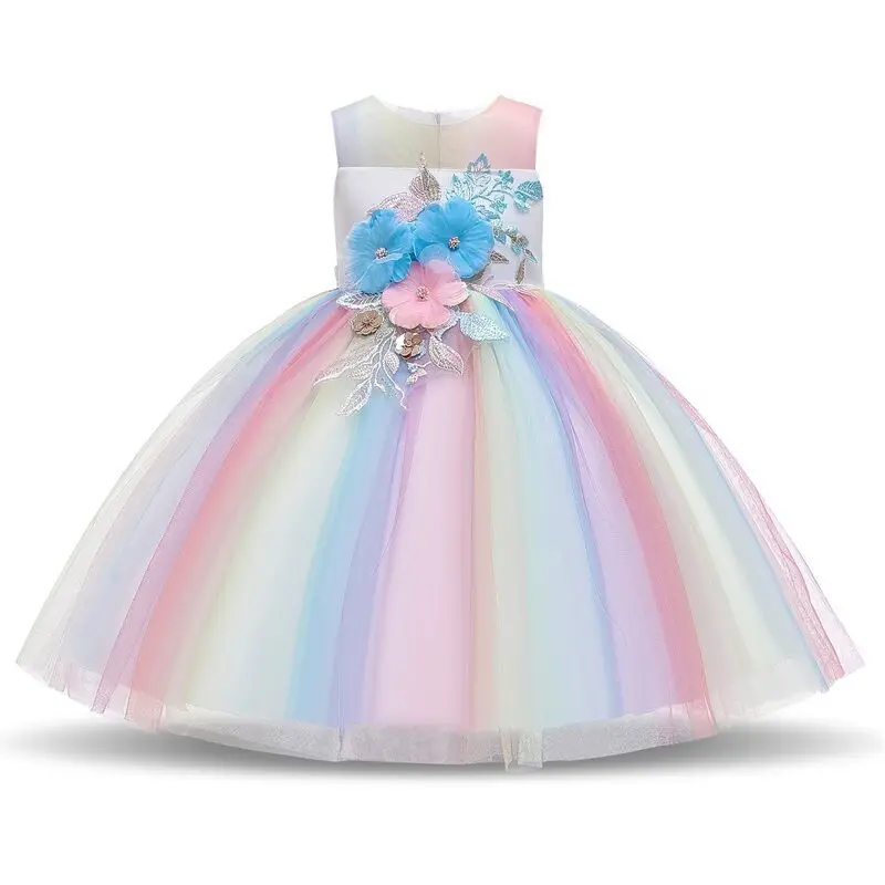 Dress 1 Коллекция года, кружевное платье-пачка принцессы с цветочным рисунком для девочек возрастом от 4 до 10 лет, свадебное платье, вечернее платье для девочек, одежда для малышей, Disfraz - Цвет: Dress 1