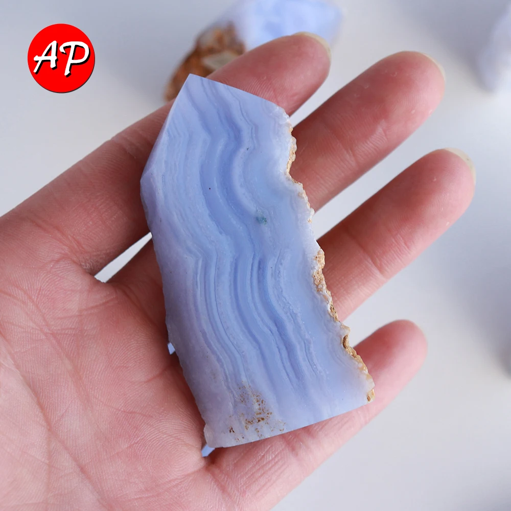 

Природный необработанный голубой кварц в полоску, 1 шт., голубой халцедон, агат, кусочек здорового камня, хрустальное украшение, украшения дл...