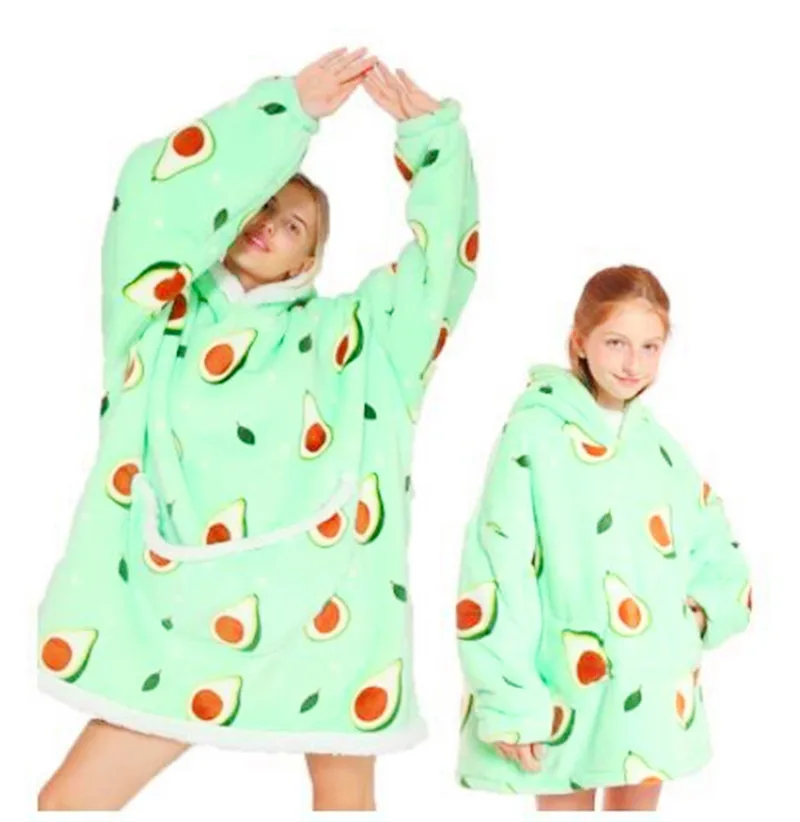 

Одеяло с капюшоном с принтом авокадо для взрослых и детей, уличная толстовка, свитшот, носимое одеяло, пуловер, толстовка, одеяло