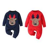 2021 winter newborn baby christmas outfit infant girl boy velvet long sleeve cute printed romper jumpsuit toddler xmas clothing