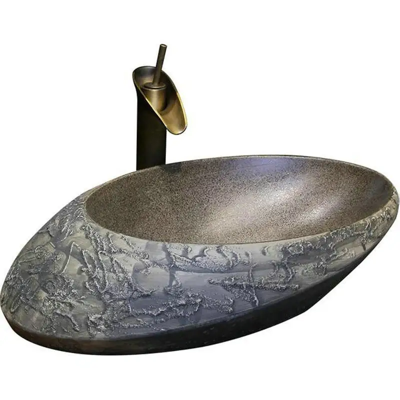 Новая Геометрическая овальная керамическая раковина для ванной комнаты |