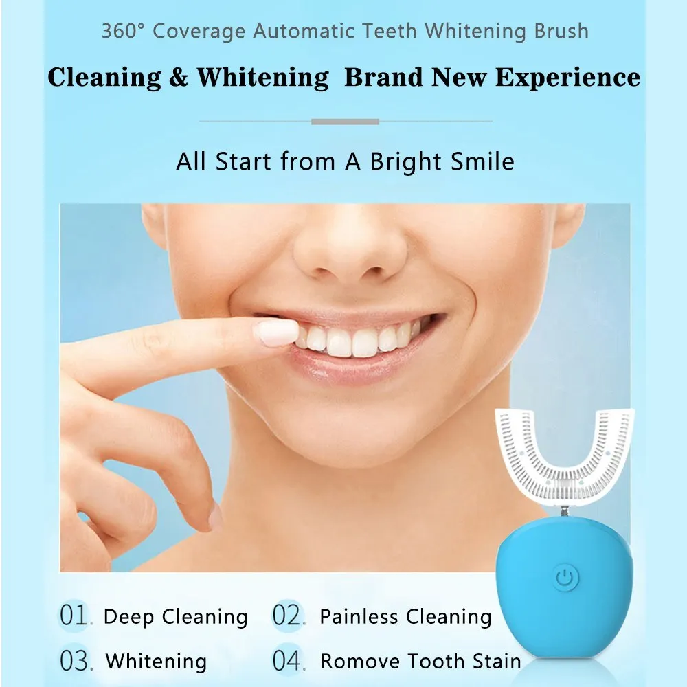 

U Shape Automatic Teeth Whitening Kit with Nano Cold Light Teeth Whitener Rechargeable Teeth Whitening Brush for Oral Care