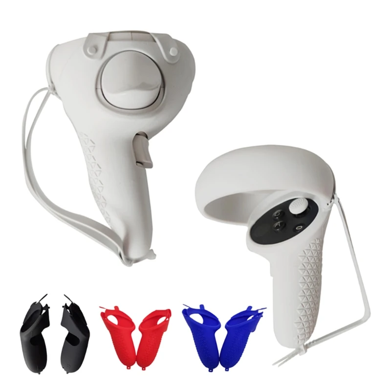

VR Touch Controller Handle Grip Silicone Protective Cover Anti-Slip Shell with Knuckle Wrist Strap for Oculus Quest 2