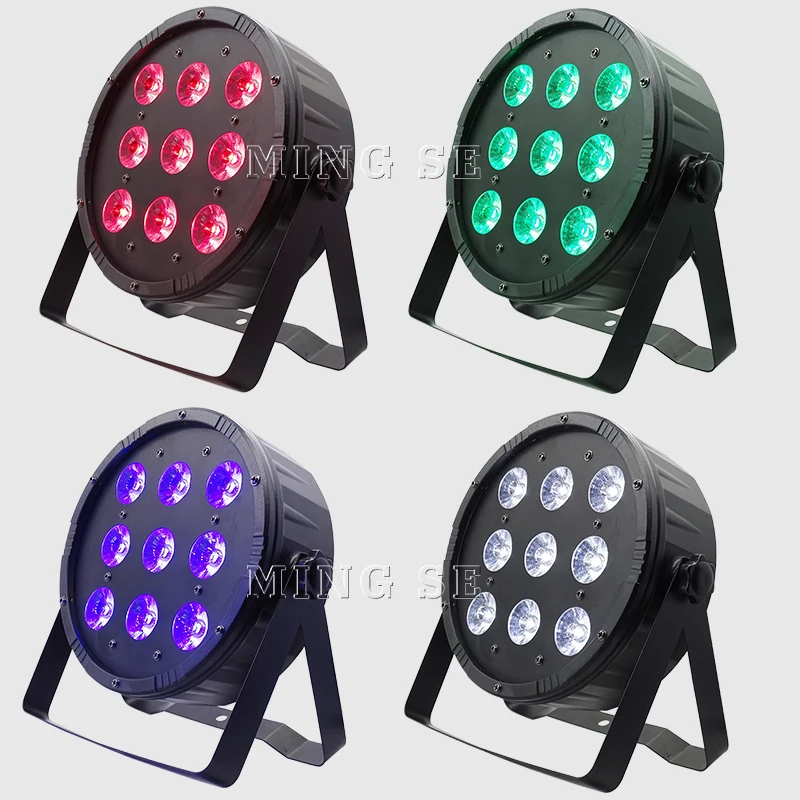 Плоский светодиодный прожектор Par DMX512 2 шт./лот 9 х12 Вт RGBW 4 в 1 контрольное