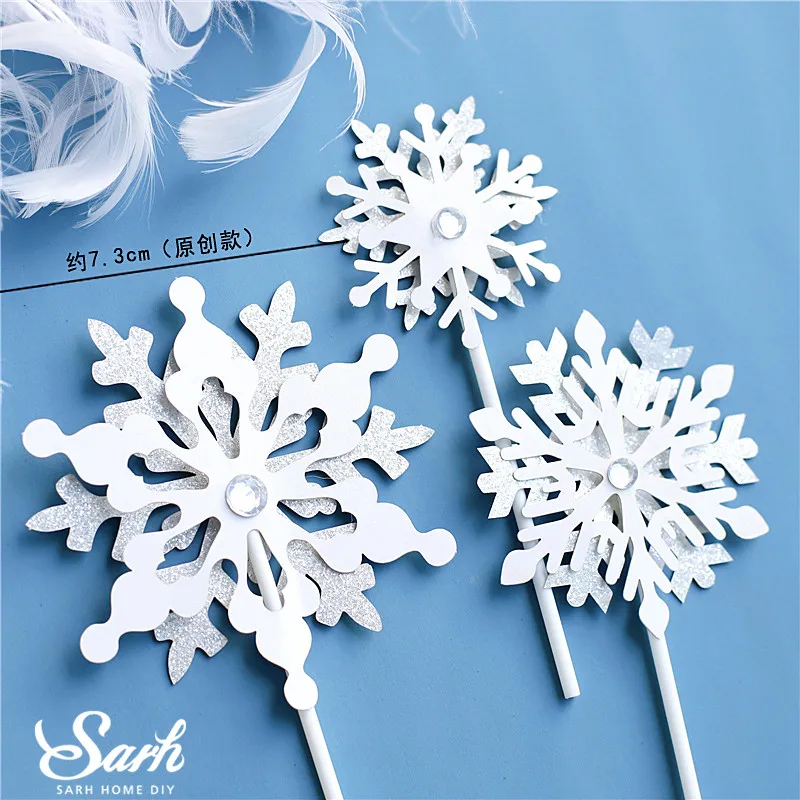 3pc silver B set Романтические белые Серебряные Снежинки коллекция Топпер для торта десерт украшения на день рождения прекрасные подарки Рождественские принадлежности - Цвет: 3pc silver B set