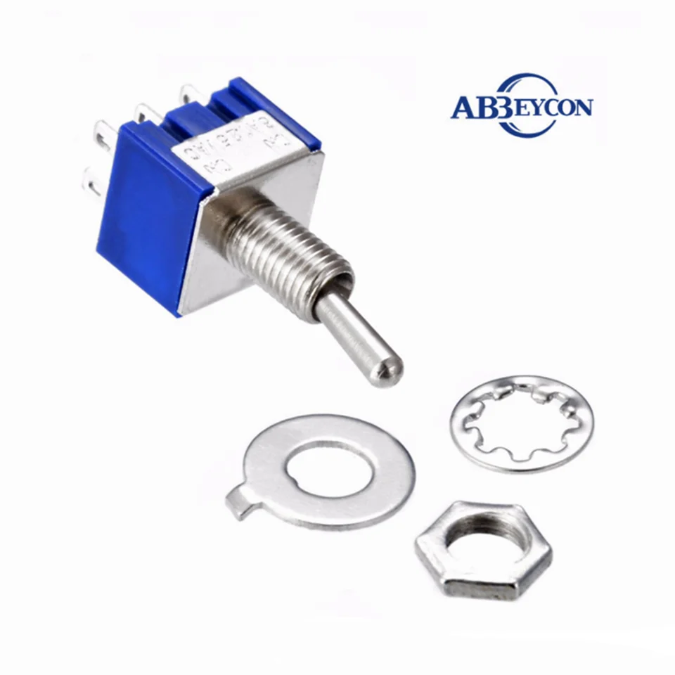 5PCs Miniature Toggle Switch Double Pole Throw DPDT (MTS202) ON-ON 120VAC 6A 1/4 Inch Mounting MTS-202 | Обустройство дома