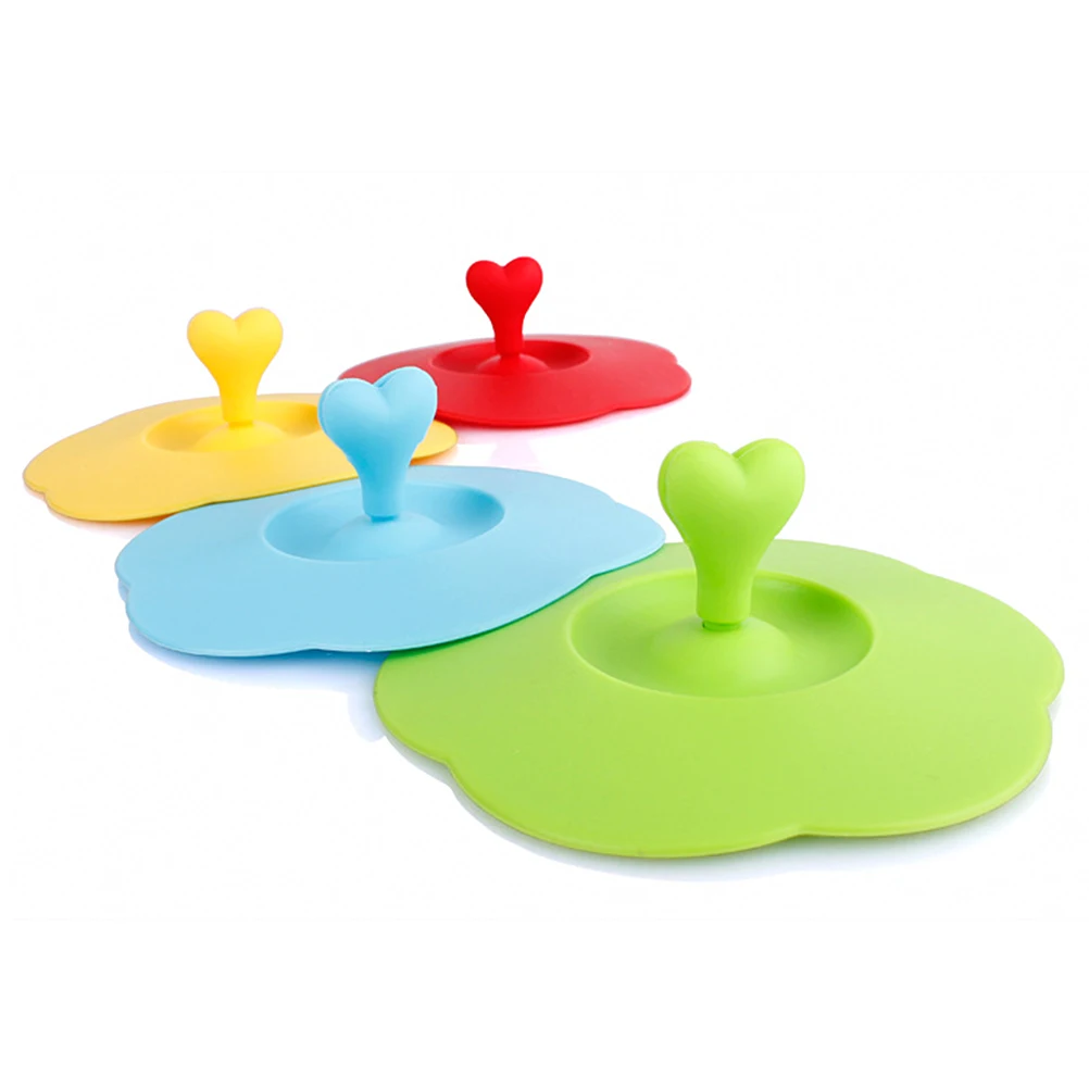 Силиконовая крышка для стакана в форме сердца пылезащитная однотонная