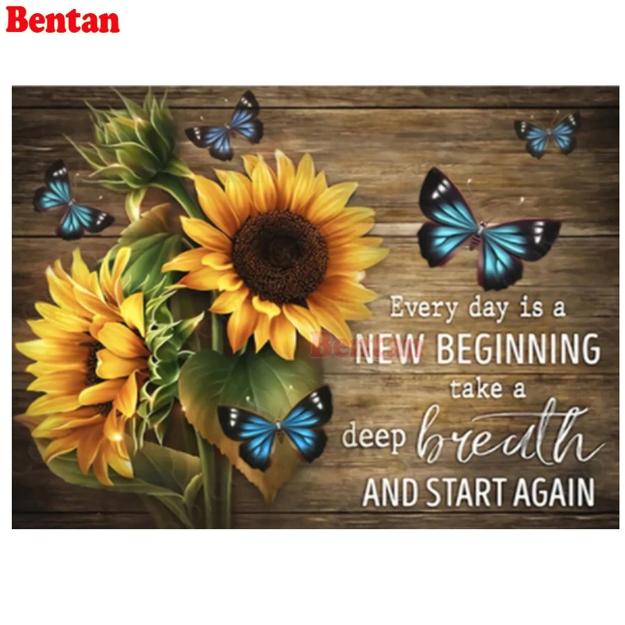 

Diy Diamond EmbroiderySunflower Blue Butterfly Full Drill Diamond Painting Rhinestone Picture Cross Stitch Kit Mosaic Home Decor
