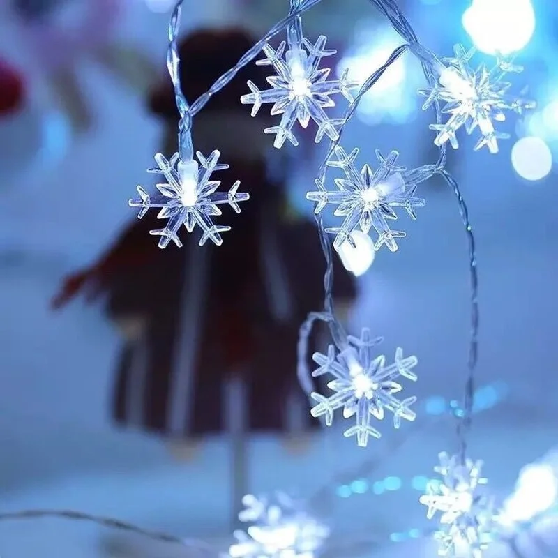 

Snowflake String Lights Christmas Tree Decoration Fairy Lights Home Indoor Decoration Battery-operated Garland Light Navidad2021