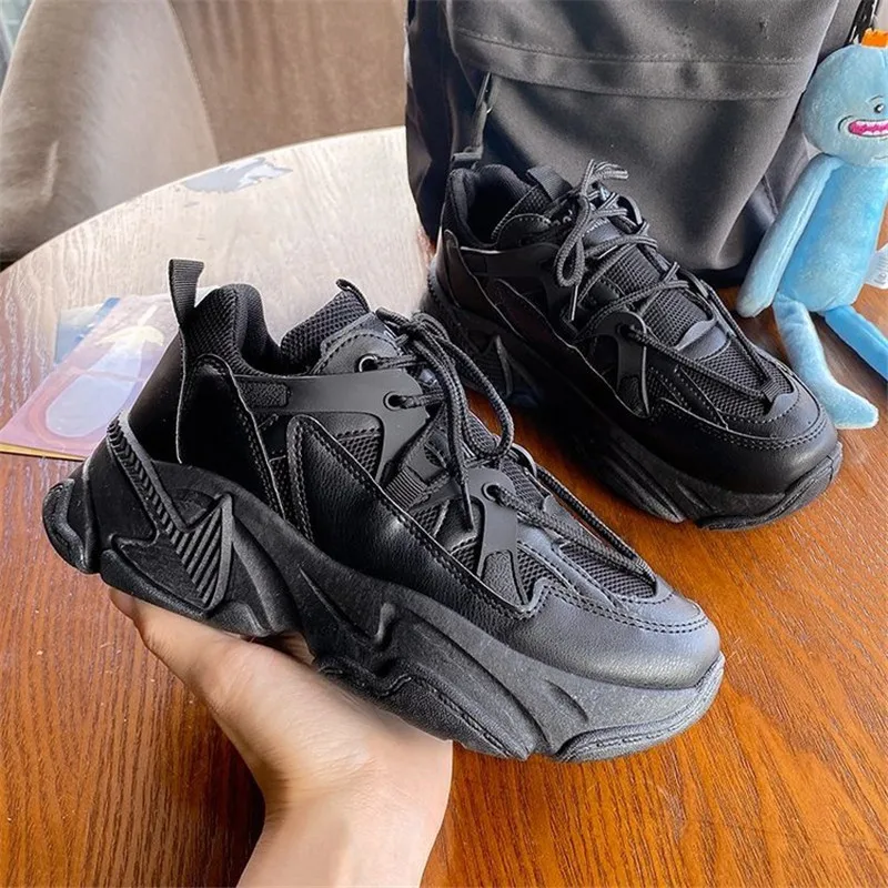 

2021 Spring Autumn New Women's Chunky Sneakers Fashion Ladies Platform Lace Up Vulcanize Shoes Female Trainers Dad Shoes 35-40