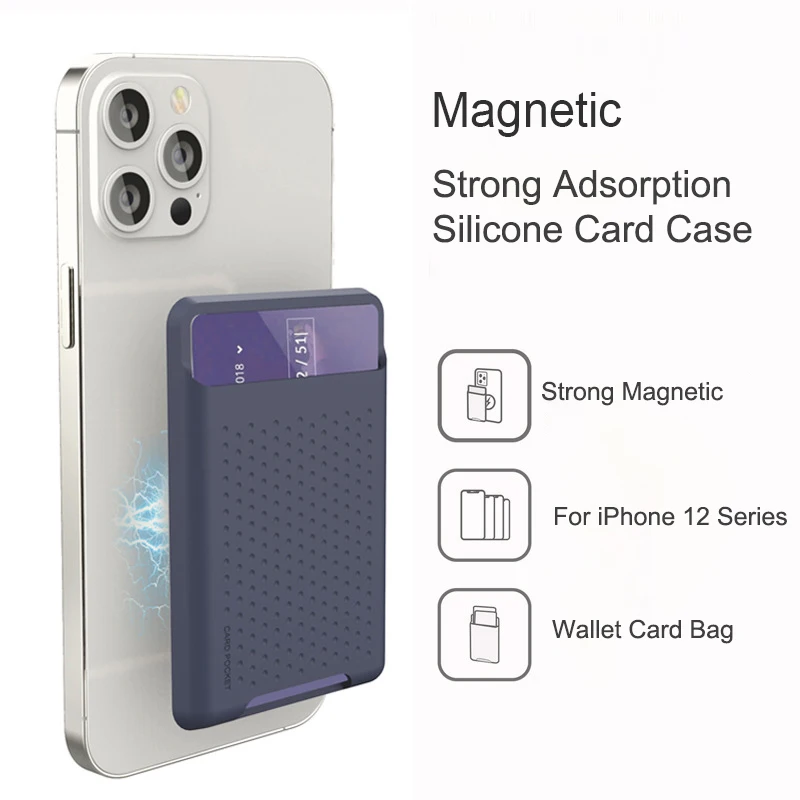 

Silicone Magnetic Case Card Slot Bag Phone Back Sticker Wallet Stand Holder for Apple iPhone 12 Pro Max Mini Magnetic Fundas