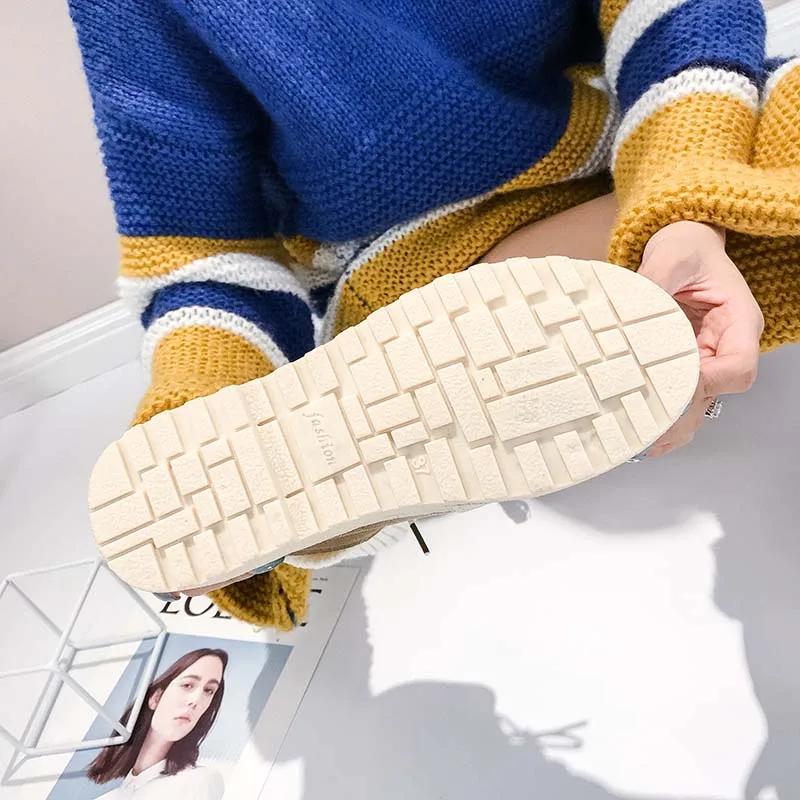 

Autumn Winter Flock Patch Decoration Women Boots High Top Design Wool Mouthboots Women Shoes Soft Ankle Boots Women