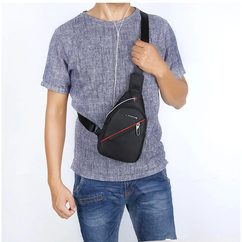 

Male Fashion New Men's Mini Nylon Chest Bag Ultralight Cross Body Earphone Hole Bags Waterproof Casual Small Male Shoulder Bag