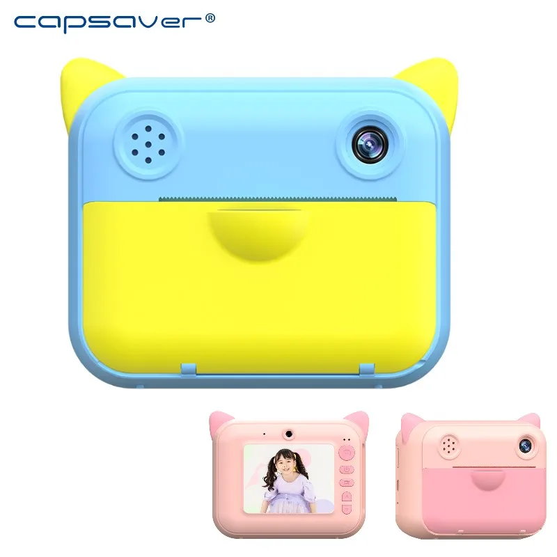 

capsaver Children's Camera Thermal Printing Camera HD Portable Cartoon Camera Toy 1080P 12M Pixel Camcorder for Video Picture