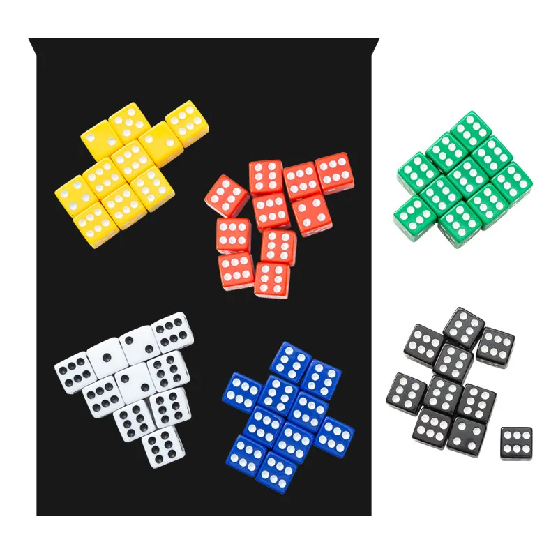 

20Pcs/set New 16mm Acrylic Dice Square Corner Color Dice KTV Right Angle Point Dice Entertainment Dice