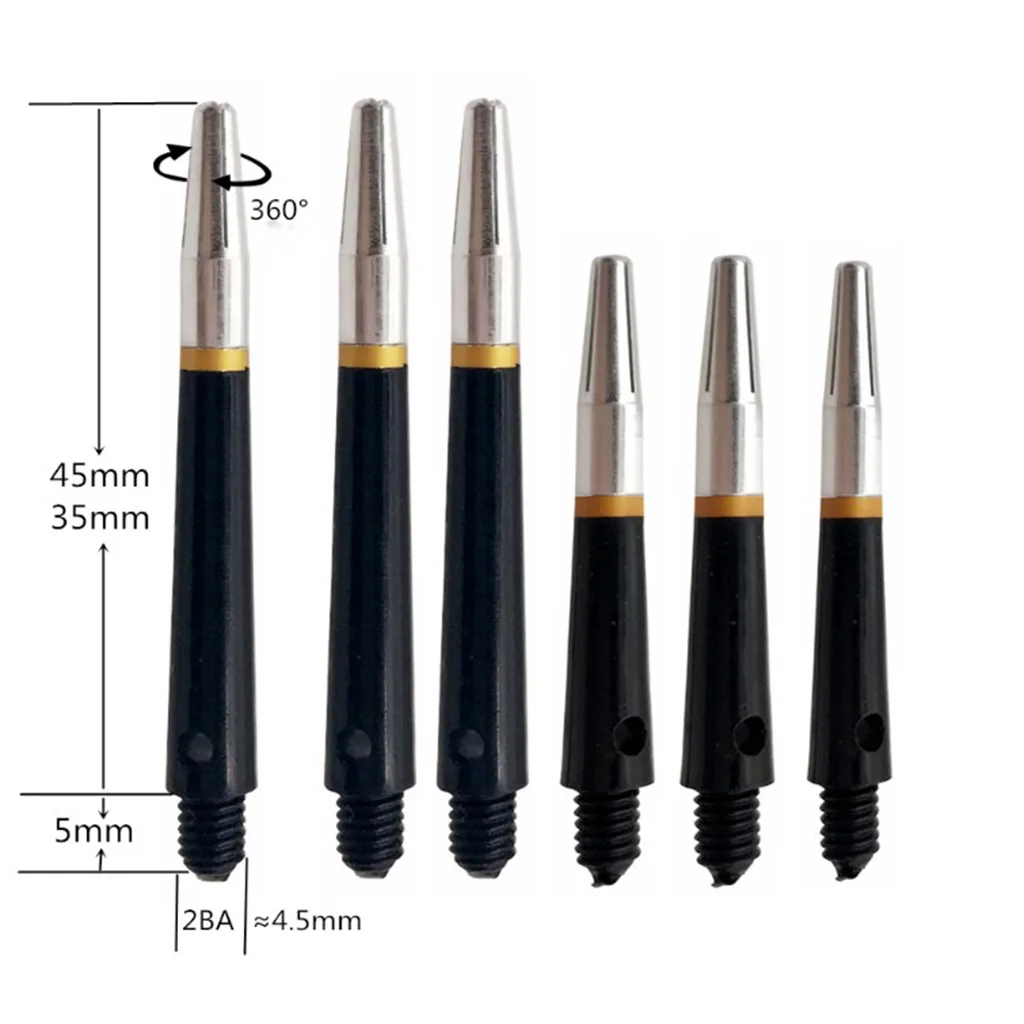 

3 Pieces Aluminum Alloy Dart Shaft Stem Replacement 45/35mm Long Black White