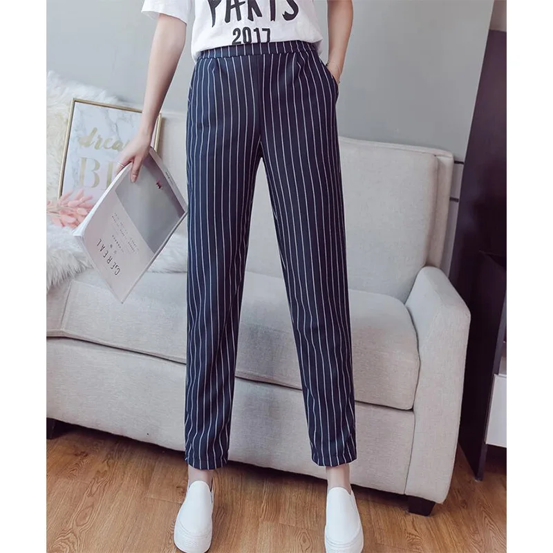 Женские штаны в полоску весна-лето 2019 Модные женские повседневные свободные