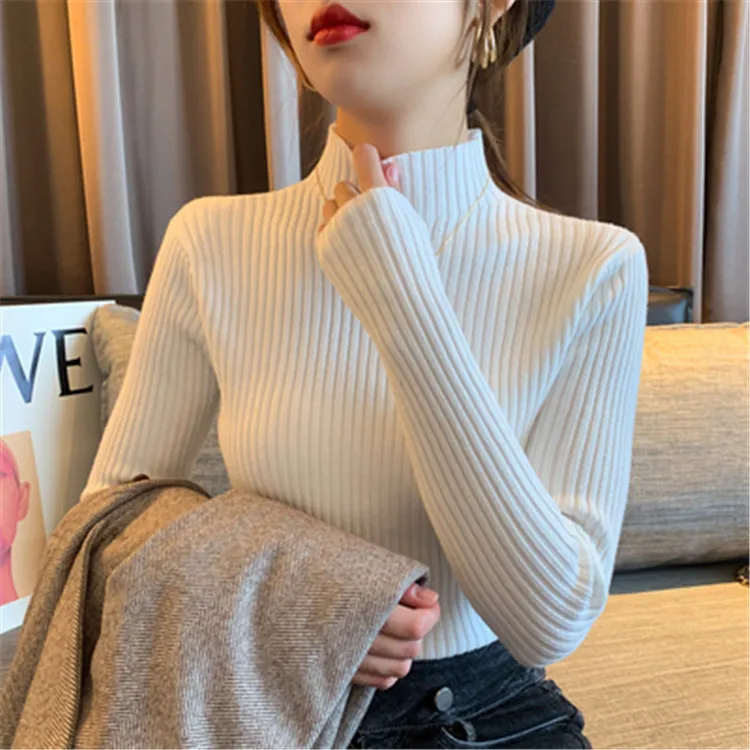 

Sweater Women's high neck sweater women's autumn and winter SWEATER white