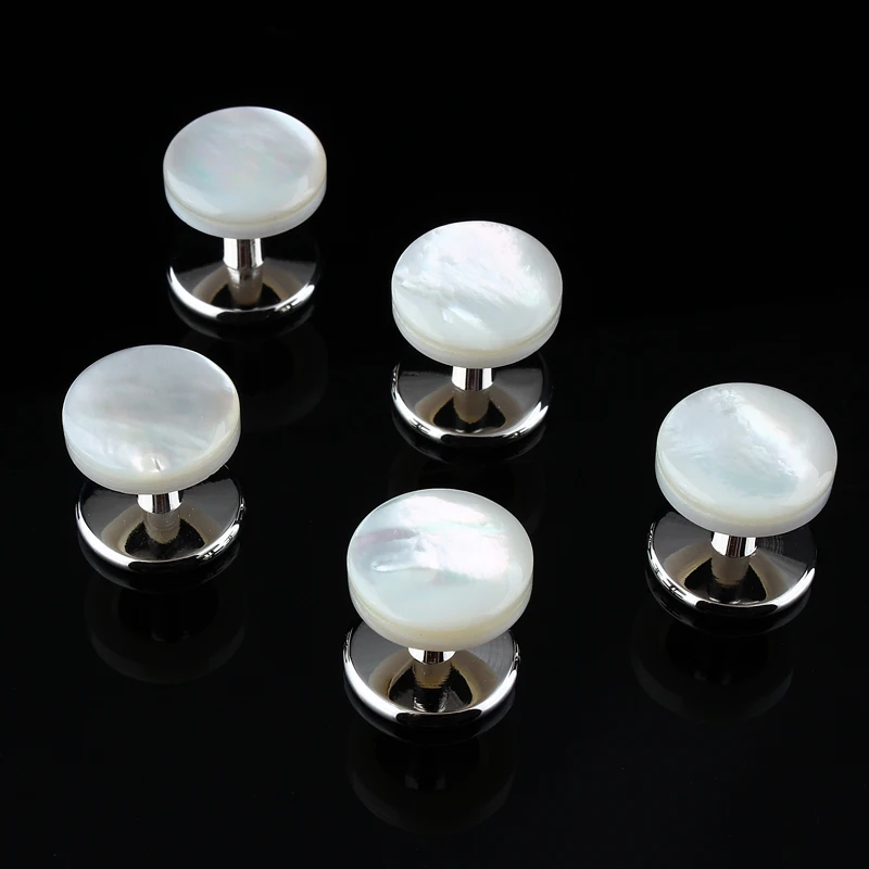 Модные круглые рубашки под смокинг Набор шпилек натуральная перламутровая