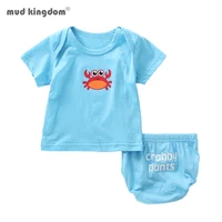 mudkingdom new baby rompers cute cartoon printed summer jumpsuit climbing clothes t shirt and shorts outfit for baby clothing