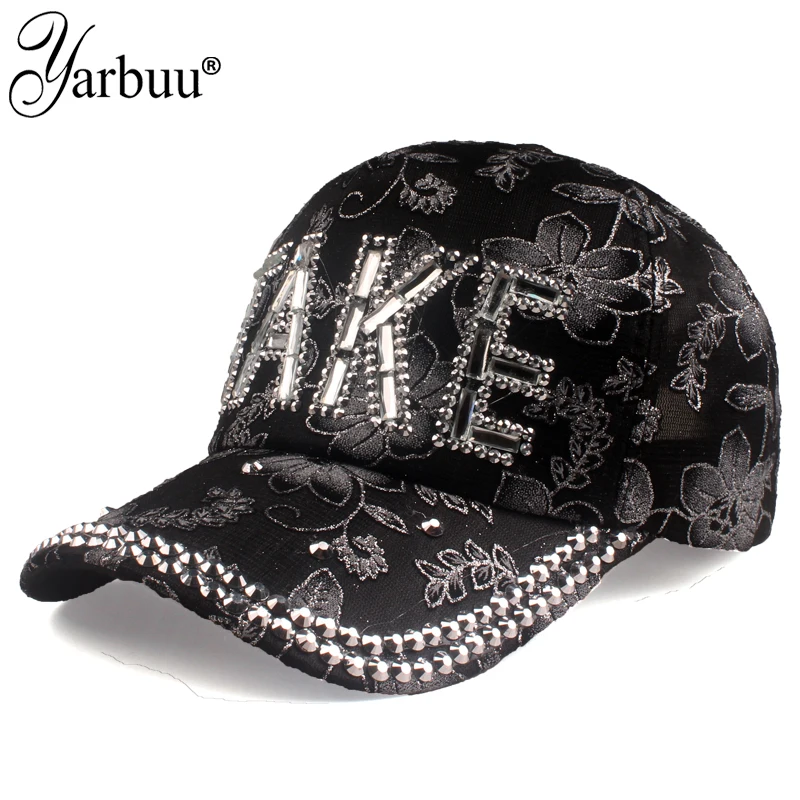 

[YARBUU] 2021 Letter TAKE Baseball Cap New Fashion Rhinestone Snapback Caps Bone Casquette Hat Lace Mesh Cap Wholesale