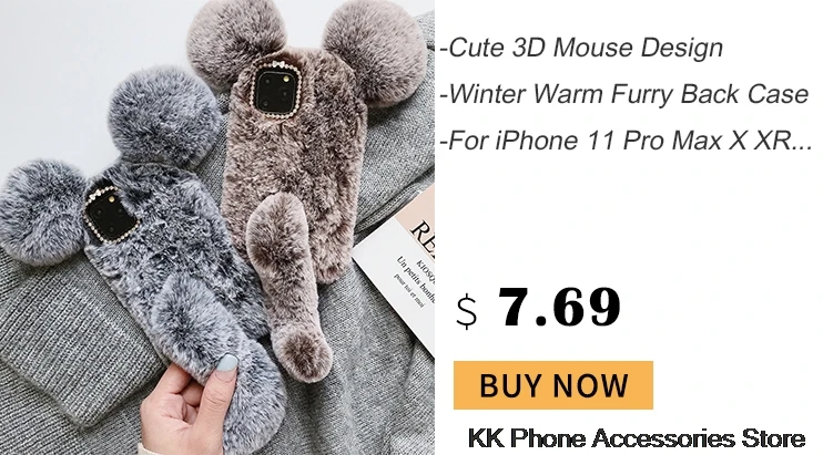 Чехол для iPhone 11 Pro Max X XR XS Max 6 6s 7 8 Plus вращающийся на 360 мех кролика 3D Меховой чехол для iPhone 4S 5 5S SE жесткий чехол