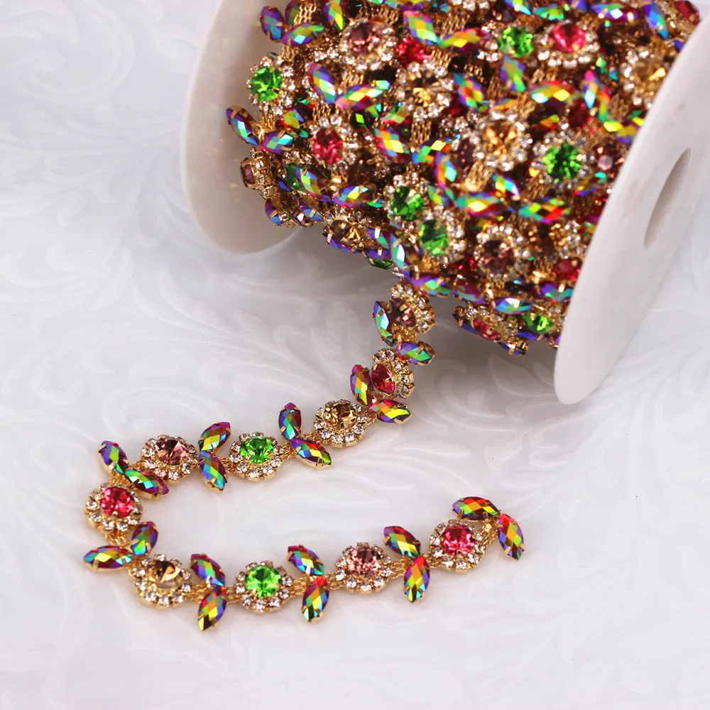 1 ярд Стразы цепочка для обрезки чашек свадебное платье невесты пояс необычное