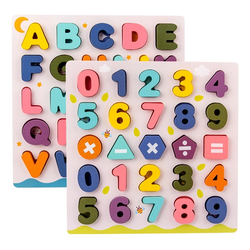 

Alphabet Number Puzzles Set Wooden Upper Case Letter and Number Learning Board Toy Early Education Learning for Toddlers