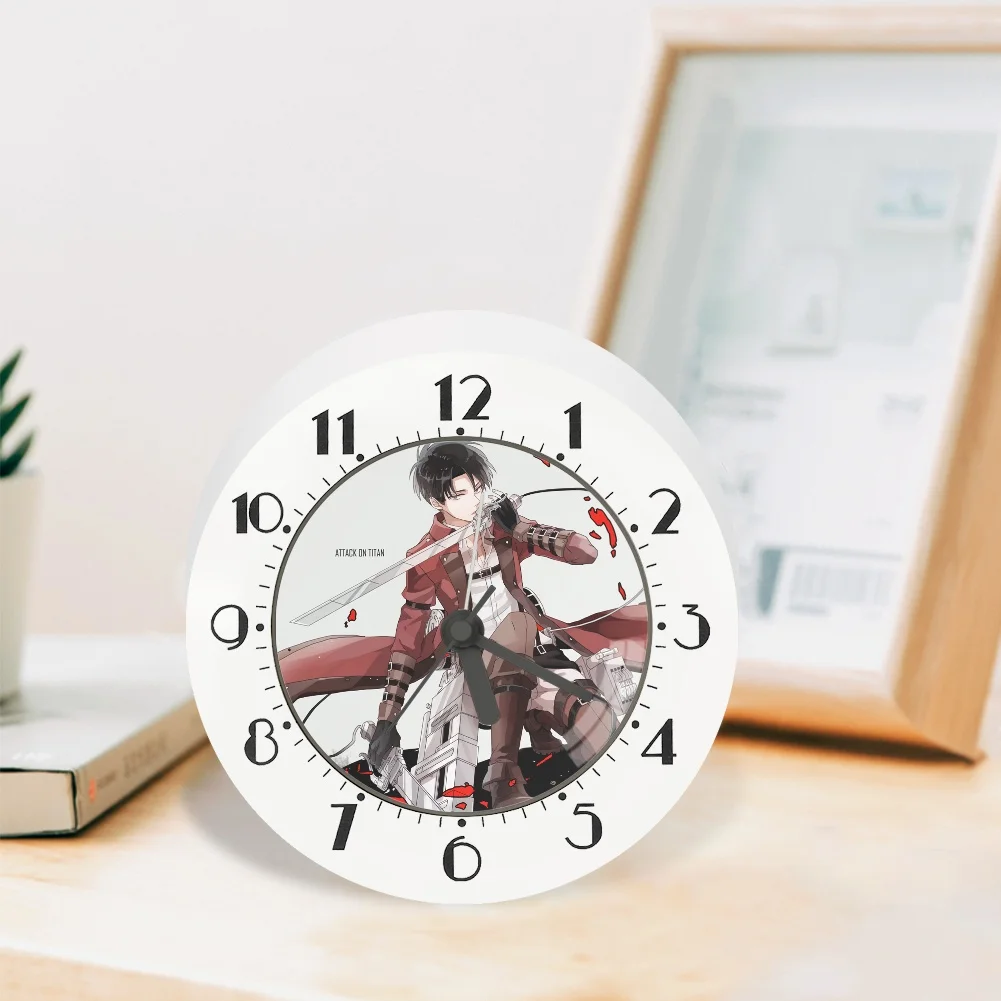 

Levi Ackerman Print Anime Clock Attack On Titan Creative Bedside Alarm Clock Home Decor Living Room Student School Desk Clock