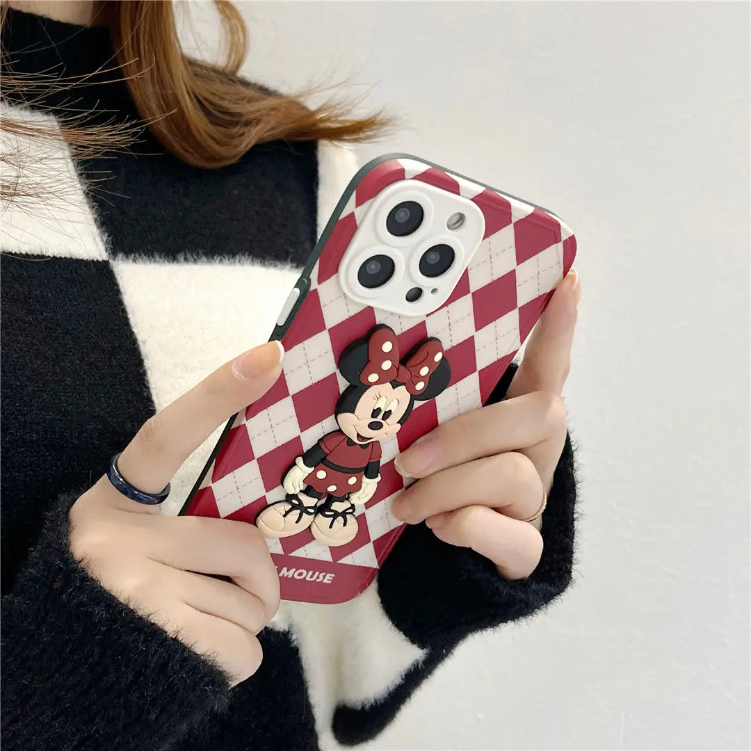 Disney Kawaii Cartoon Luxury Mickey Soft Phone Case For iPhone 13 12 11 Pro Max Case X XR XS Max Protective Y2k Women Couples Za enlarge