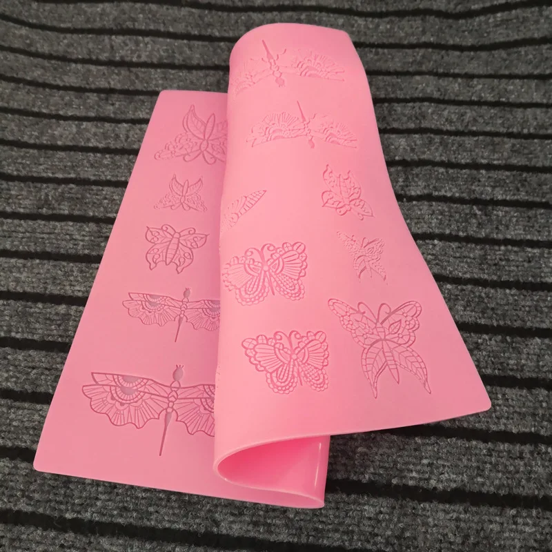 Новинка силиконовая форма с бабочкой стрекозой кружевом насекомыми помадкой