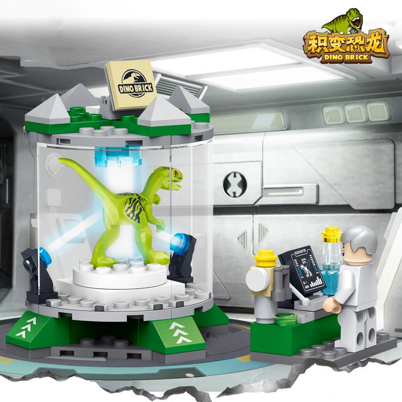 

New Jurassic World laboratory Blocks Dinosaur dinausore Park Set Building Kits Blocks Raptor Model Bricks Toy Gift