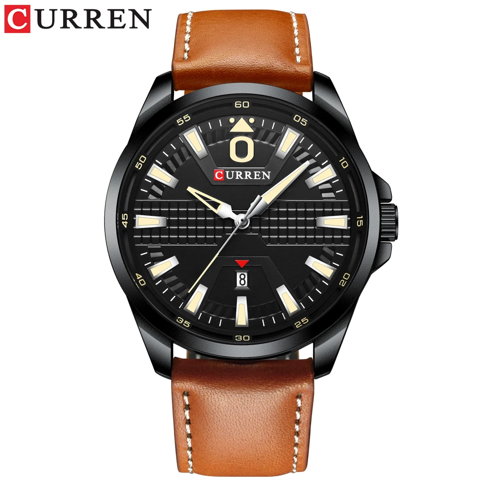 brown black Креативные Часы мужские модные роскошные часы бренд CURREN Кожа Кварцевые Бизнес наручные часы Авто Дата Relogio Masculino - Цвет: brown black