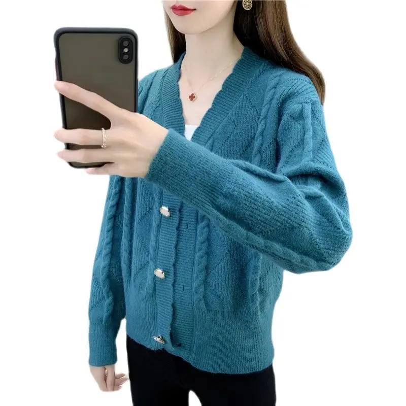 Номер 209785 6 рядов 5 】 make V получается под однотонный кружевной вязаный кардиган 49