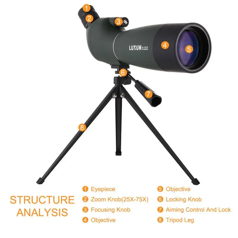 Монокулярный телескоп 25 75x70 объектив для телефона спорта стрельбы игр наблюдения