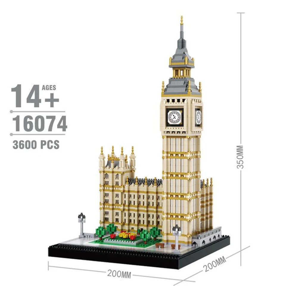 Город Биг Бен кирпич модели зданий строительные блоки для детей алмазные мини