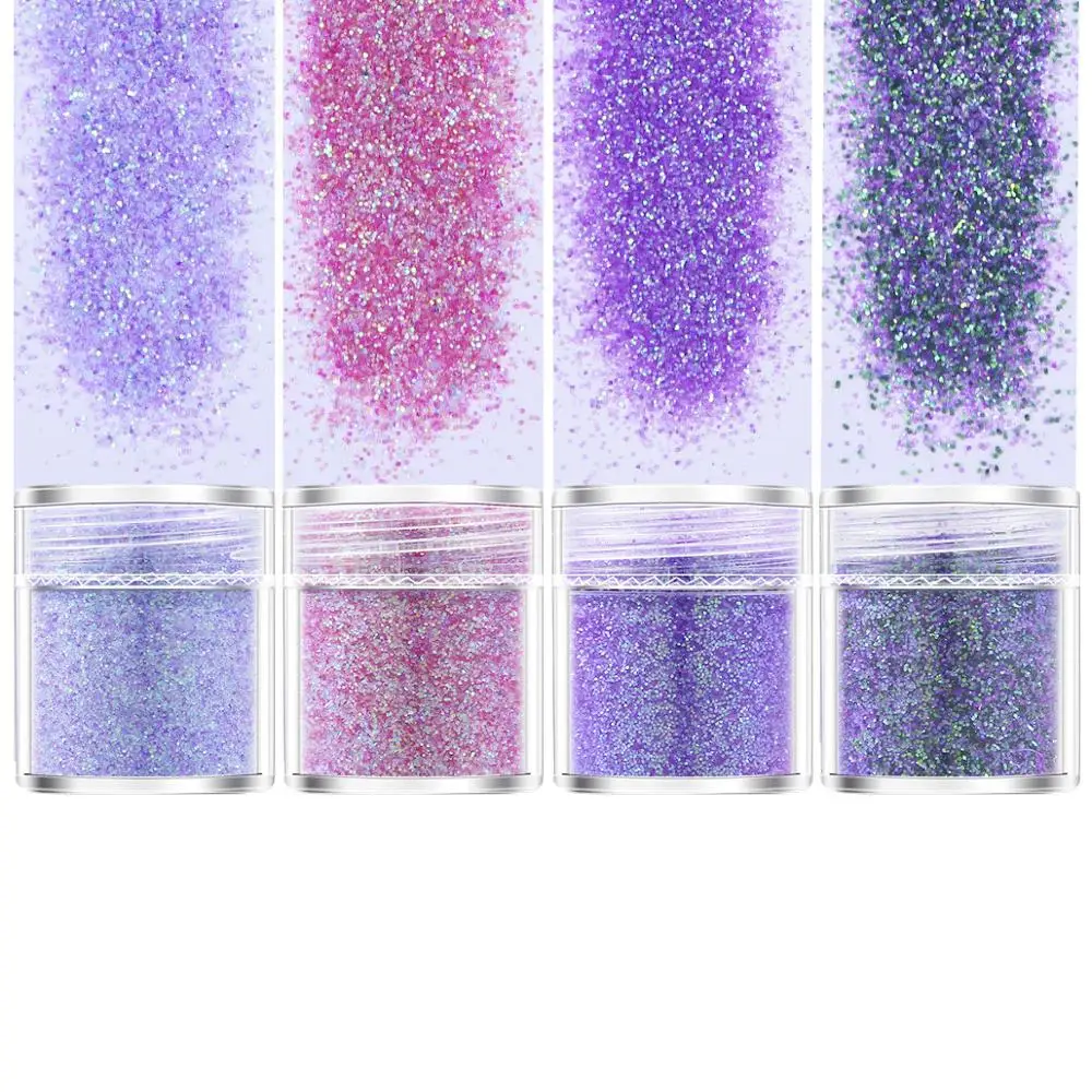 4pots Pink Purple Set Hexagon Glitters Bling Loose Sequins UV Resin Jewelry Fillings For Diy Crafts Tool Pigment | Украшения и