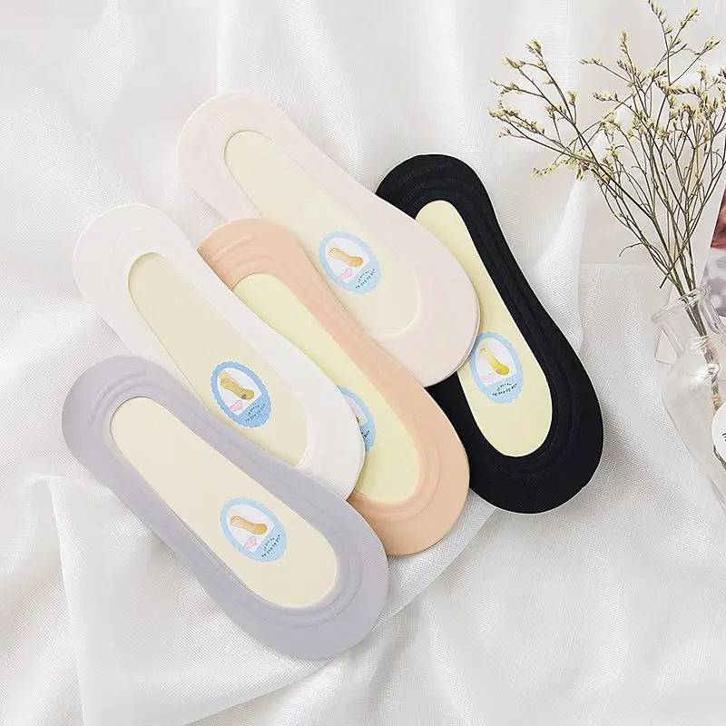 

Summer Thin Low-cut Ice Silk Boat Socks Women's Sox Cotton Shallow Mouth Invisible Socks Korean Style Silicone Non-slip Sokken