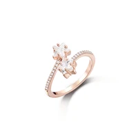gold plated cubic zirconia adjustable open ring gifts for women star with crystal ring wedding party fashion female jewelry 2021