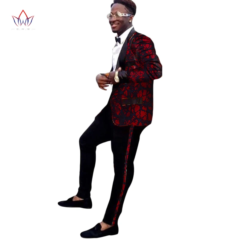 Bintarealwax прибытие Африканский Воск для печати мужской костюм Топ Dashiki и комплект с