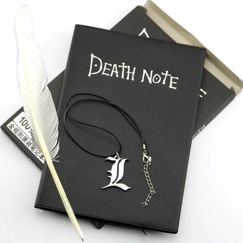 Набор из аниме Death Note Тетрадь А5 кожи перо и ожерелье набор трех предметов |