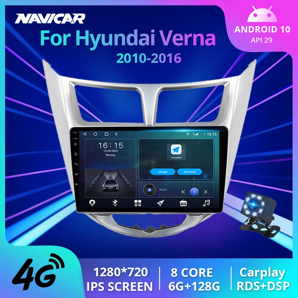 

2Din Android10.0 Car Radio For Hyundai Verna 2010 2011 2012-2016 NO Car Multimedia DVD Player Stereo Receiver Carplay IPS Screen