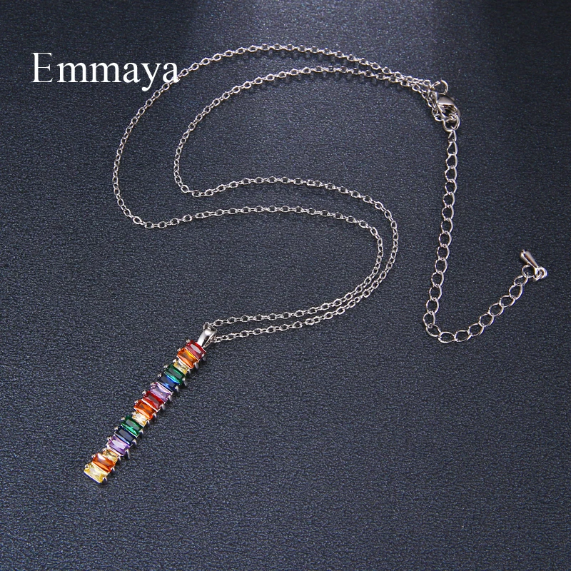 Простое Ожерелье Emmaya с вертикальной линией ослепительное ожерелье радужным